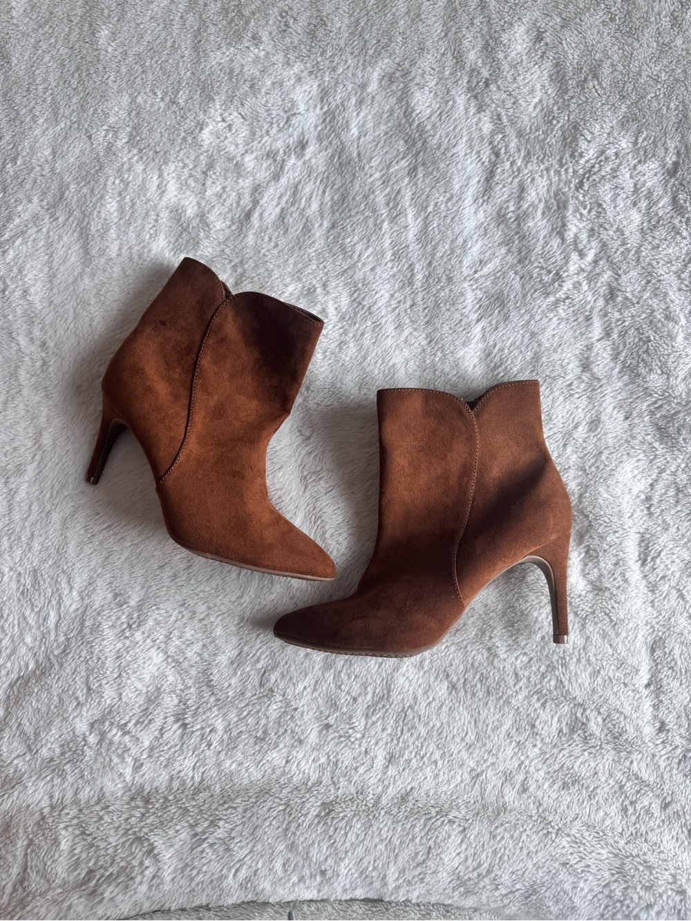 Brown Suede Pointed-Toe Ankle Boots - Women